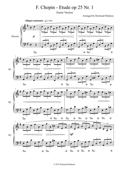 Etude op 25 No 1 by Frederik Chopin - Simplified version image number null