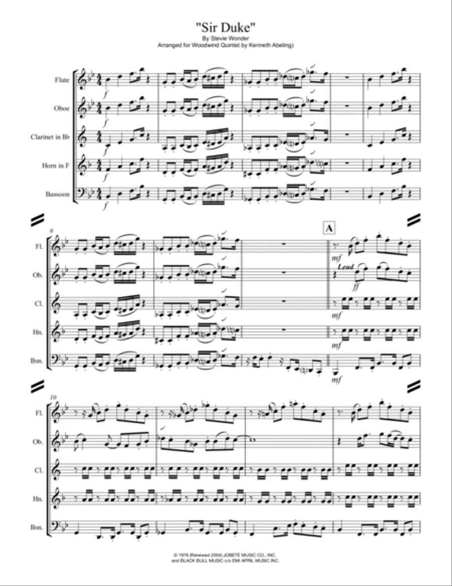 Sir Duke Woodwind Quintet scores gallery preview page 2
