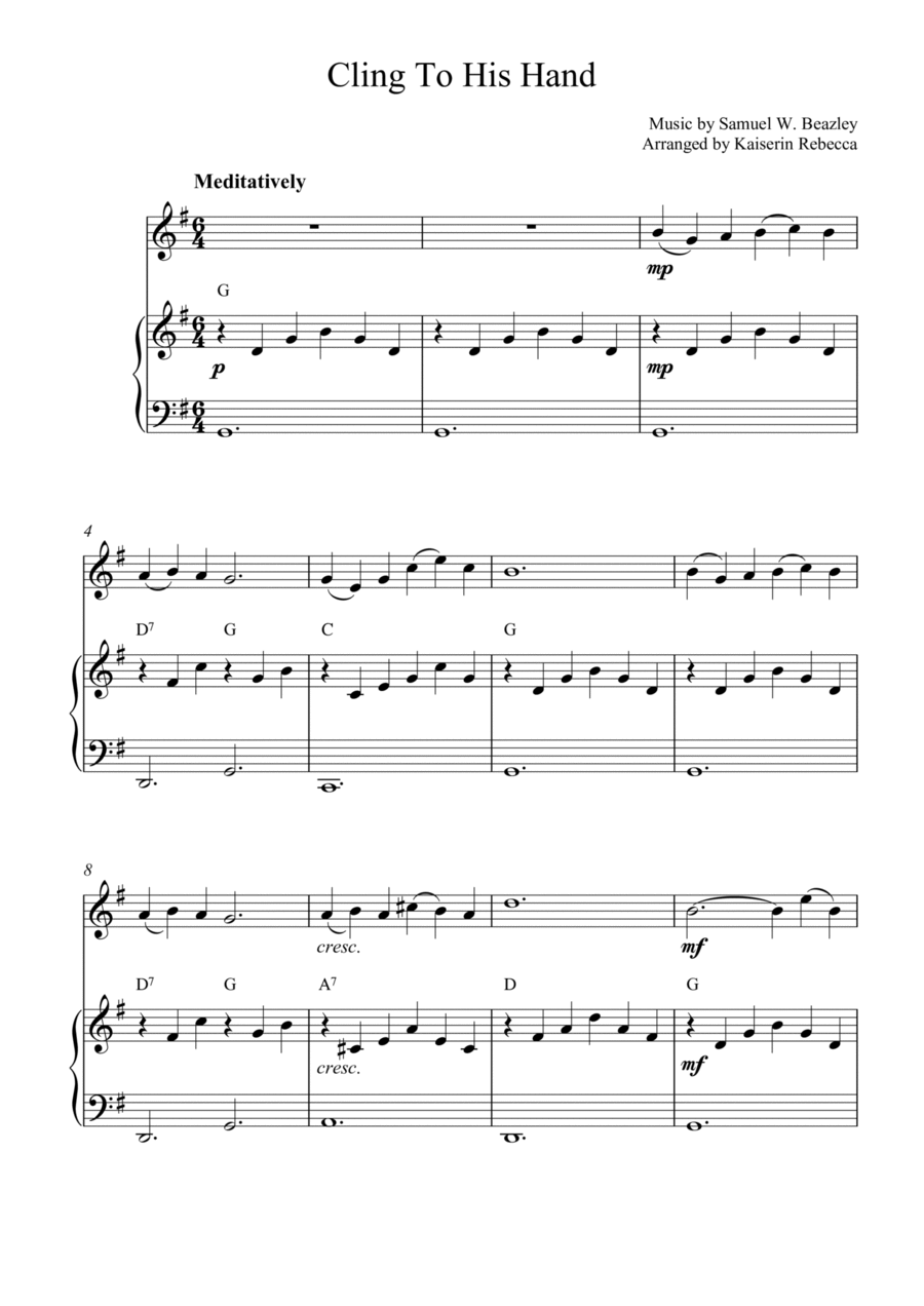 Cling To His Hand Violin Solo scores gallery preview page 1