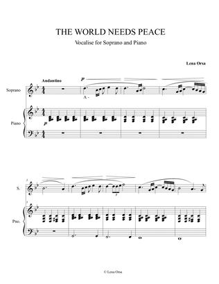 The World Needs Peace, Vocalise for Soprano or Tenor and Piano
