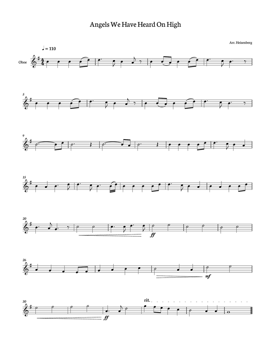 Angels We Have Heard on High for Oboe Oboe Solo scores gallery preview page 1