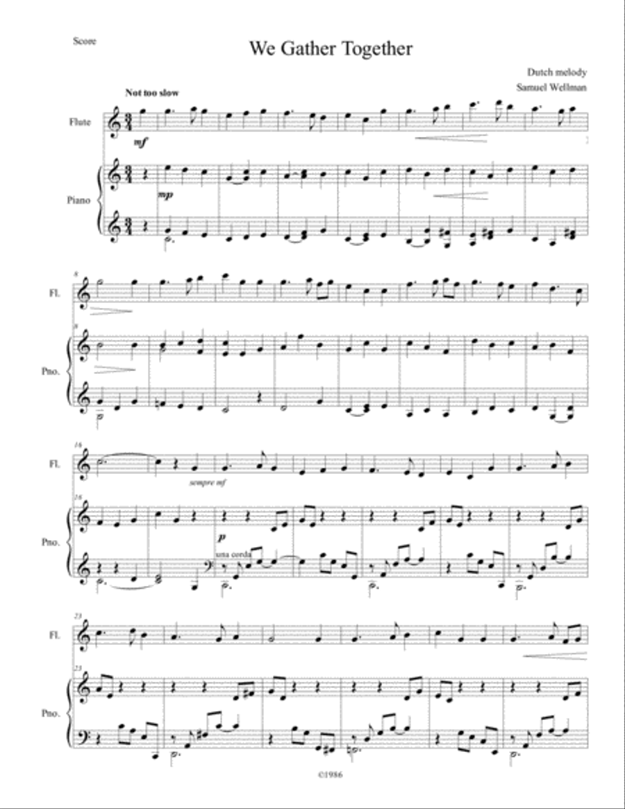 We Gather Together Flute Solo scores gallery preview page 1