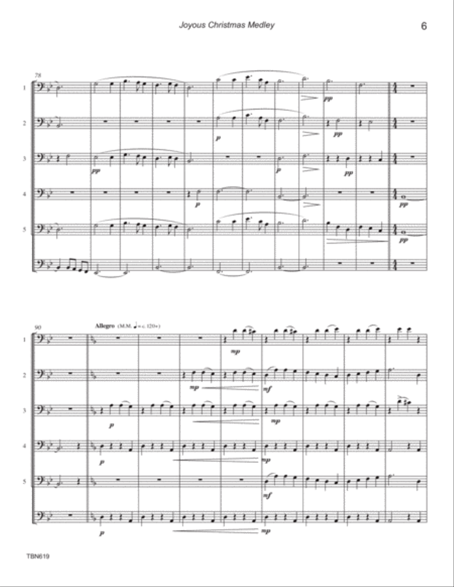 JOYOUS CHRISTMAS MEDLEY - Trombone Quartet/Quintet or Low Brass Ensemble Brass Ensemble scores gallery preview page 6