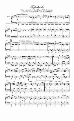 Zapateado Danza Española Nº 6 Opus 23 Nº 2 por Pablo de Sarasate para Piano Solo