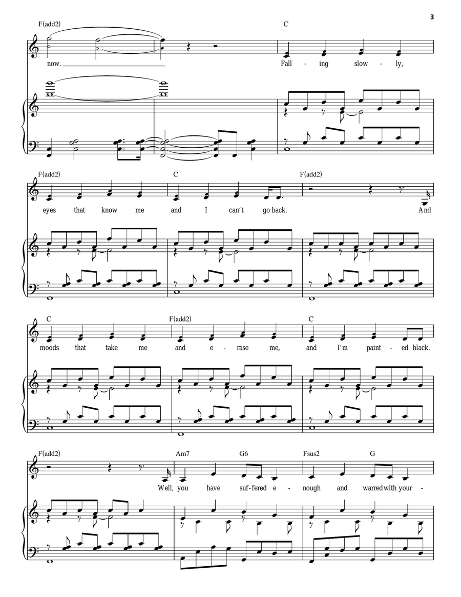 Falling Slowly (from Once) Piano, Vocal scores gallery preview page 3