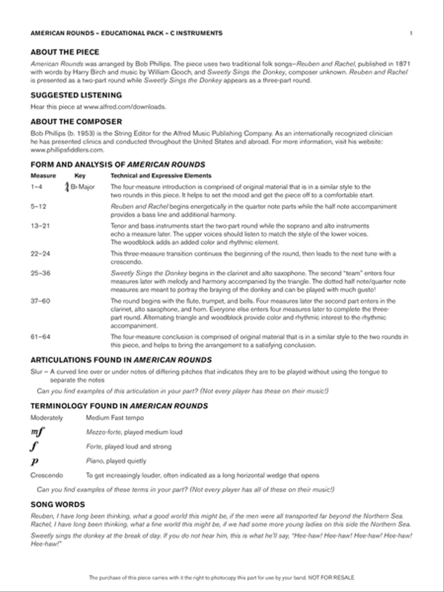 American Rounds: C Educational Pack Concert Band scores gallery preview page 1