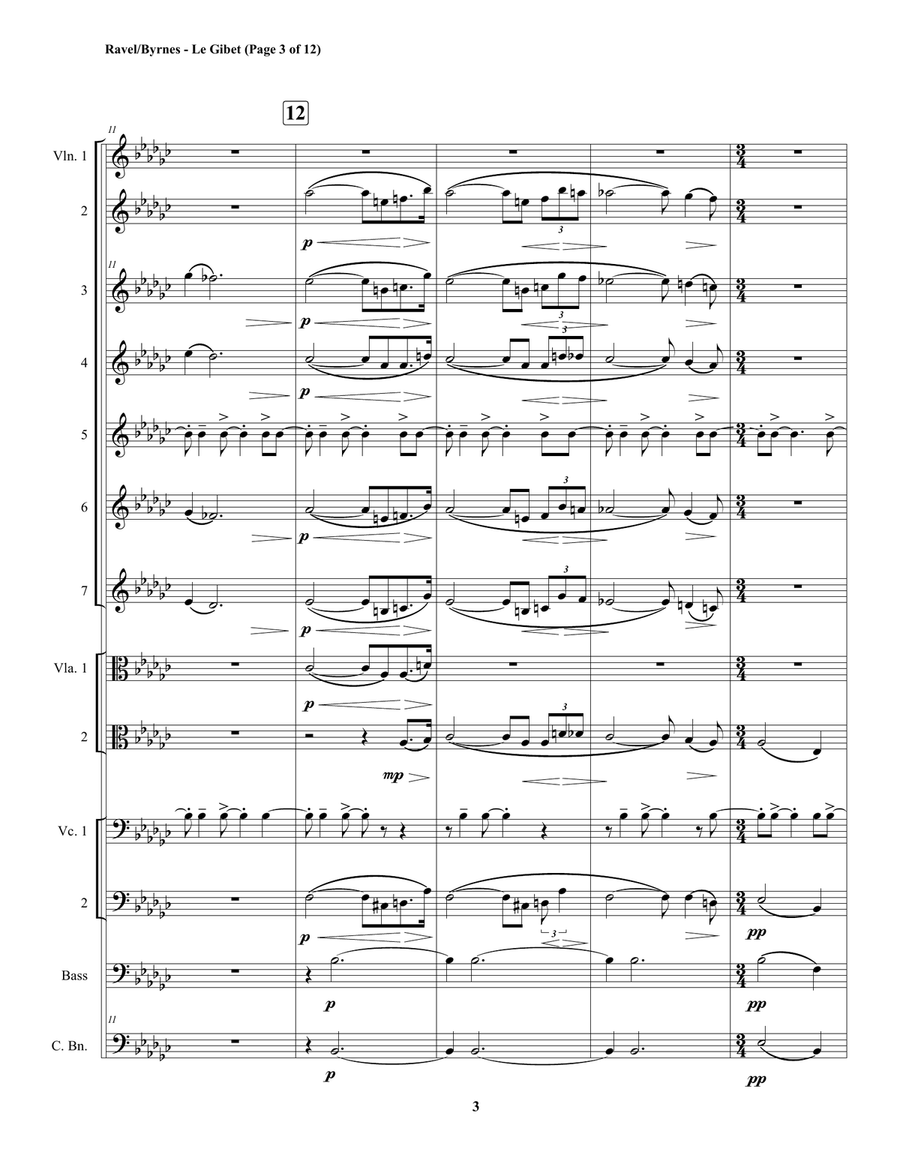 Le Gibet (Gaspard de la Nuit) for String Orchestra & Contrabassoon String Orchestra scores gallery preview page 3