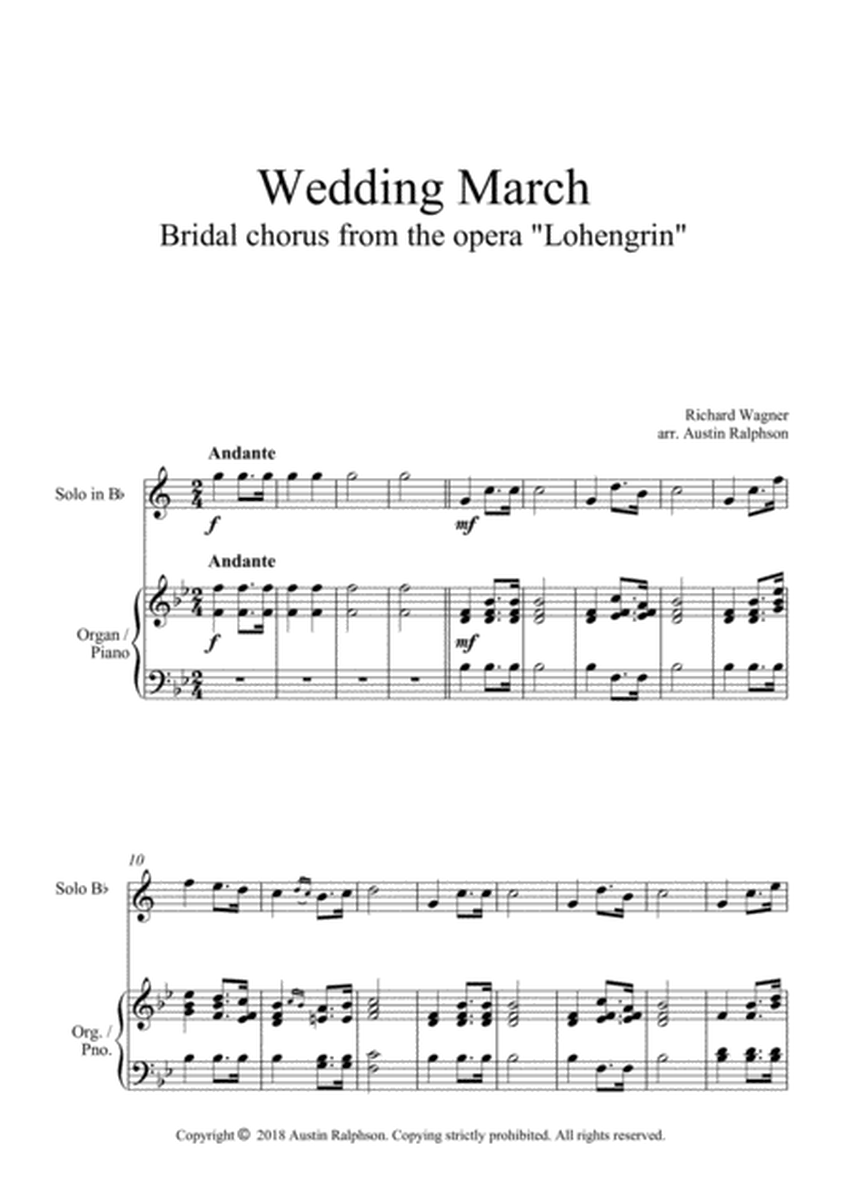 Wedding March (Bridal Chorus from 'Lohengrin': Here Comes The Bride) - solo in B flat with organ image number null