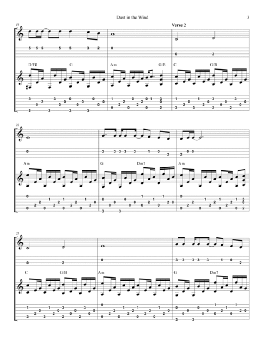 Dust In The Wind Guitar Tablature scores gallery preview page 4