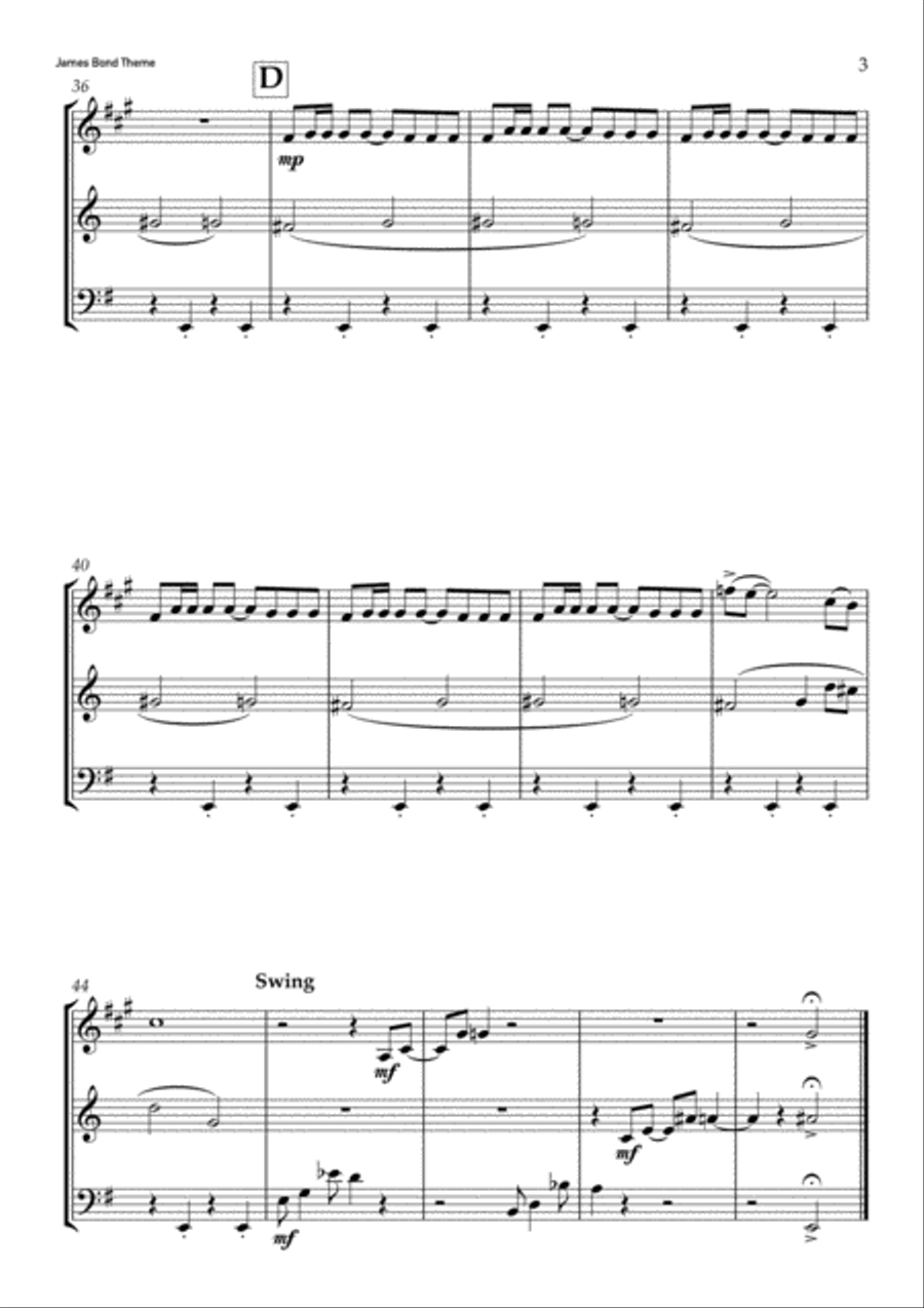 James Bond Theme Brass Ensemble scores gallery preview page 3
