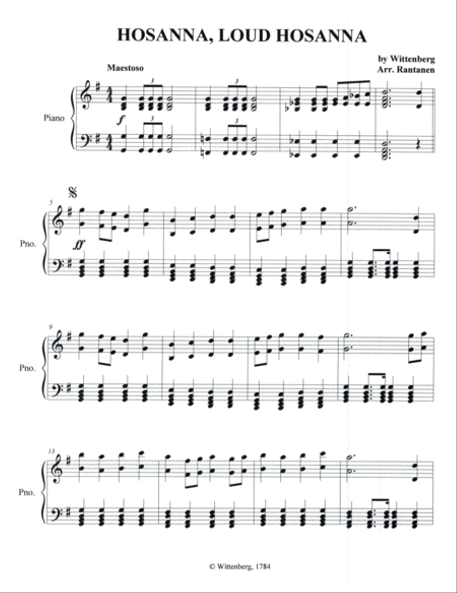 Hosanna, Loud Hosanna Piano Solo scores gallery preview page 1
