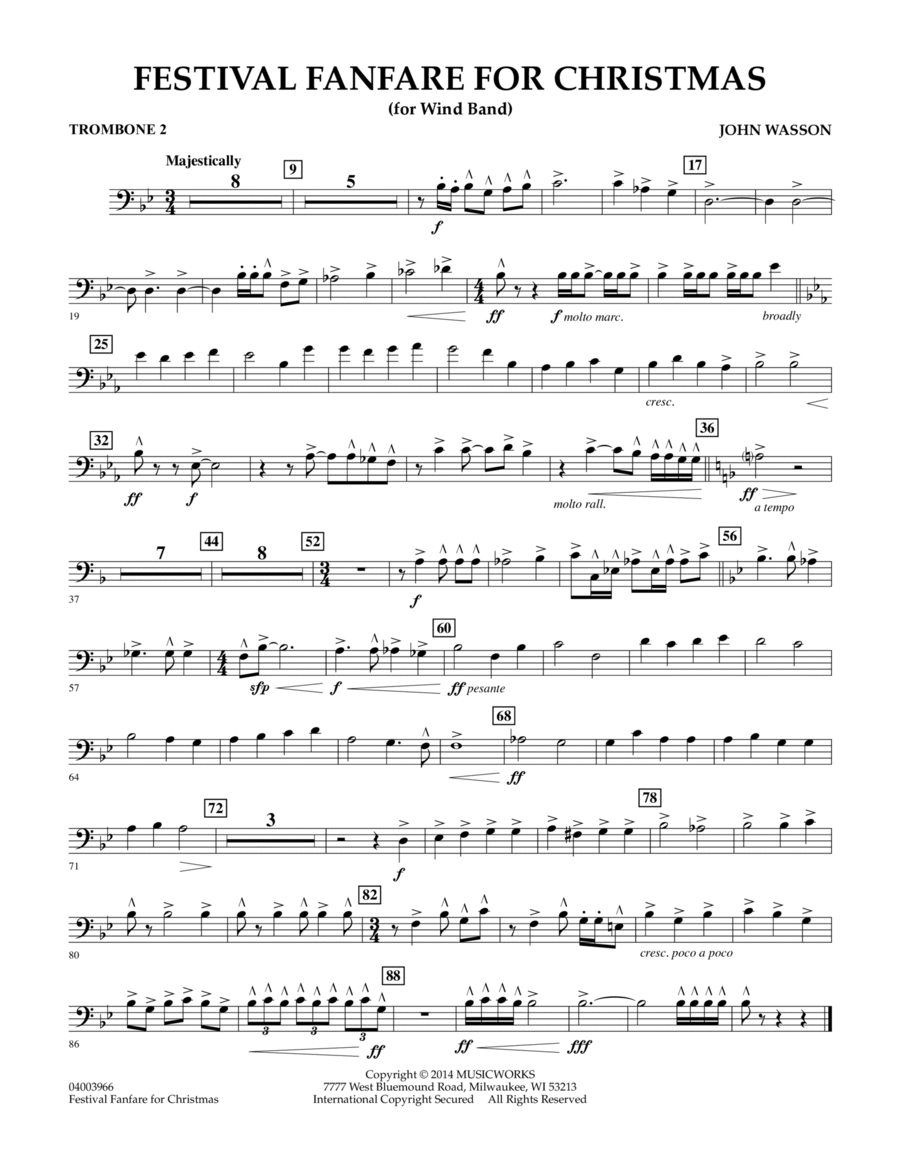 Festival Fanfare for Christmas (for Wind Band) - Trombone 2 Concert Band scores gallery preview page 1