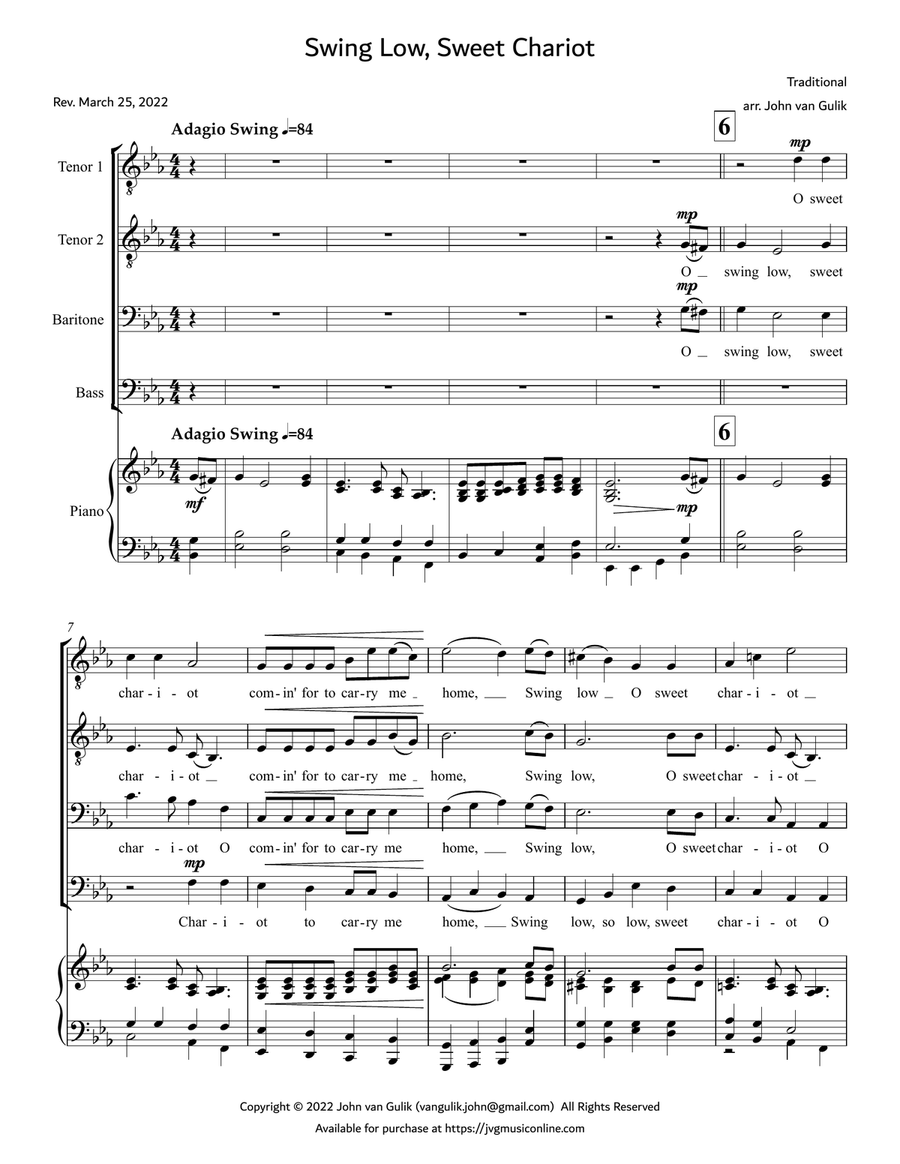 Swing Low Sweet Chariot - for TTBB Male Choir TTBB scores gallery preview page 3