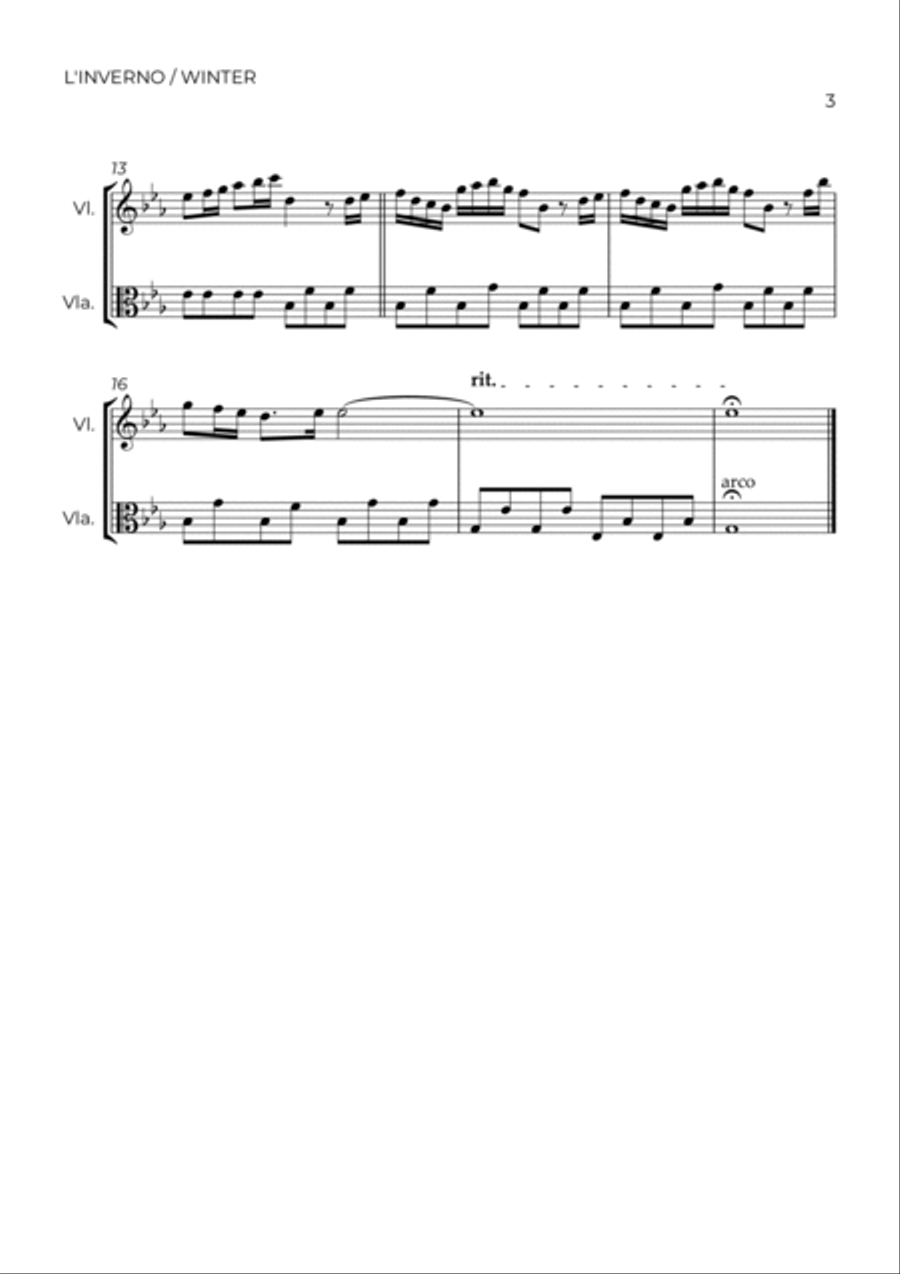 WINTER - VIVALDI - VIOLIN & VIOLA String Duet scores gallery preview page 3