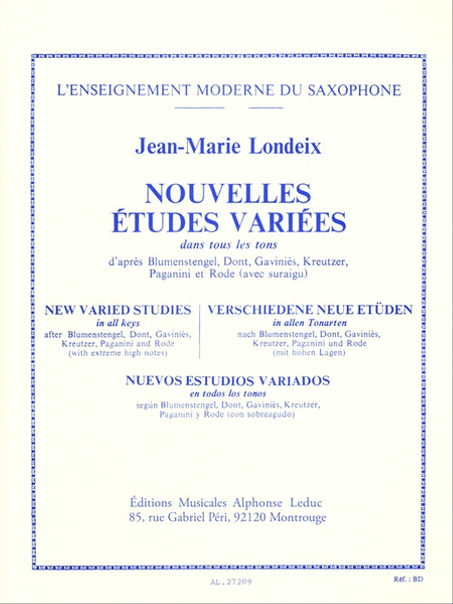 Jean-marie Londeix - Nouvelles Etudes Variees, Pour Saxophone Saxophone Solo scores gallery preview page 1