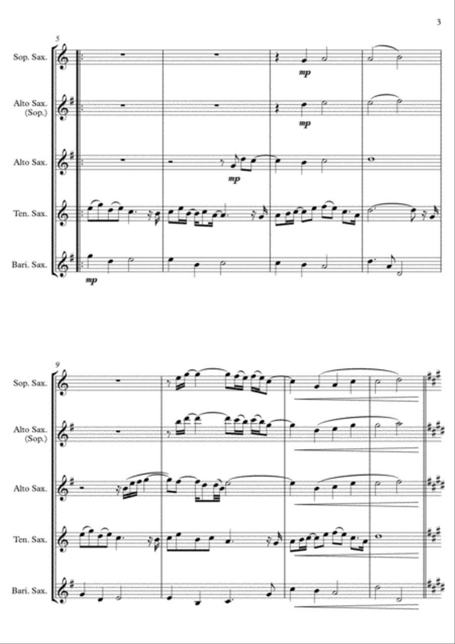 Grown-Up Christmas List Saxophone Quartet scores gallery preview page 3