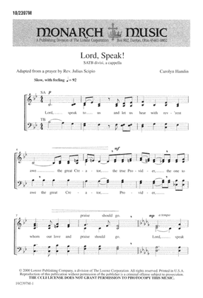 Book cover for Lord, Speak
