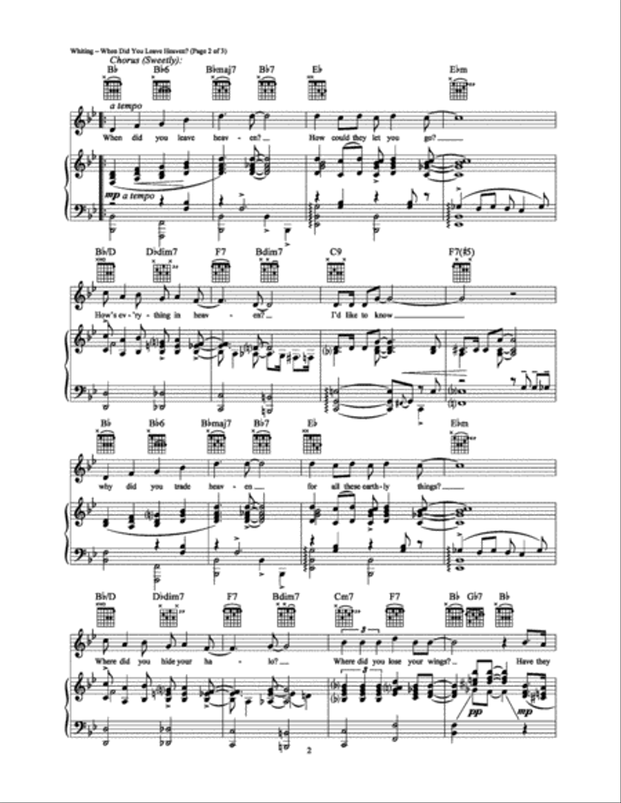 When Did You Leave Heaven? Piano, Vocal, Guitar scores gallery preview page 2
