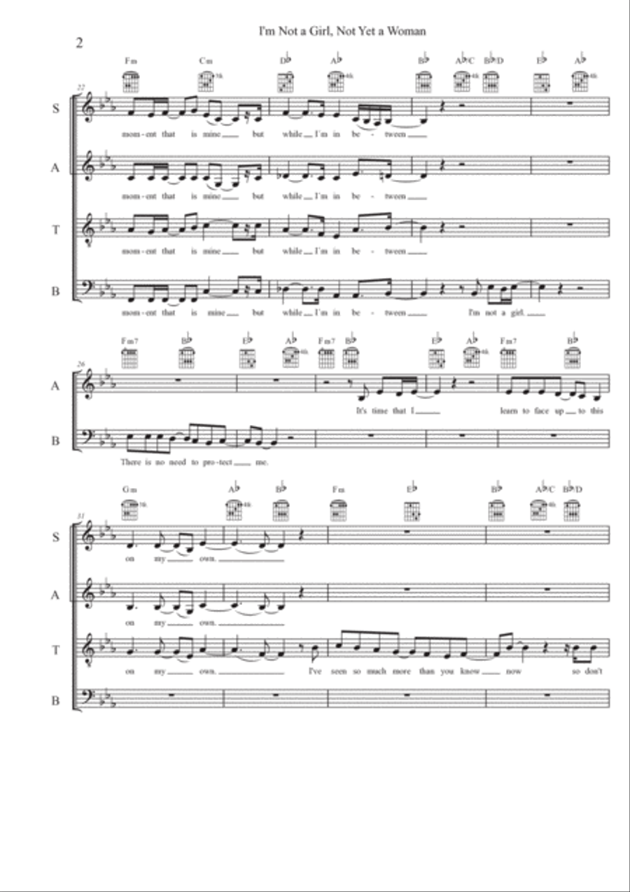 I'm Not A Girl, Not Yet A Woman 4-Part scores gallery preview page 2