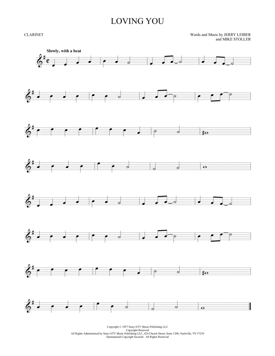 Loving You Clarinet Solo scores gallery preview page 1
