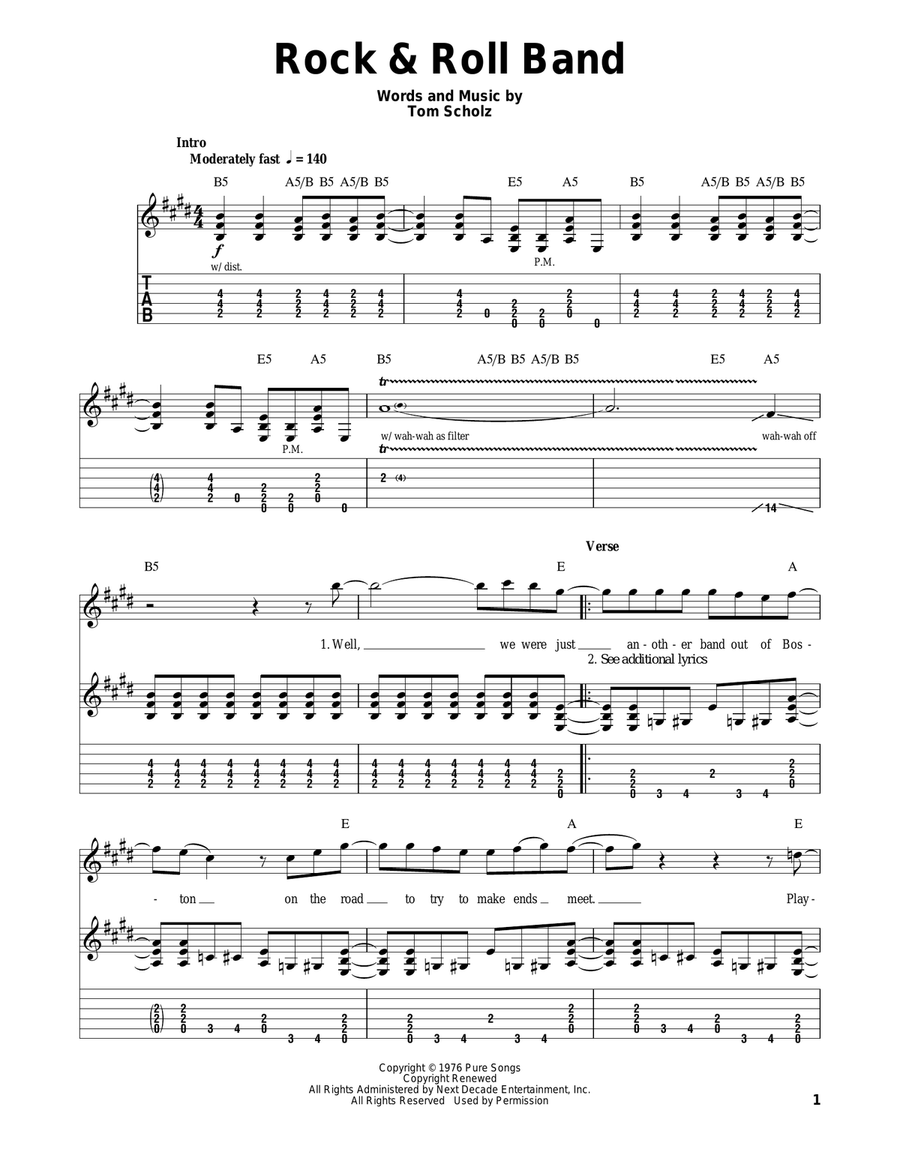 Rock & Roll Band Acoustic Guitar scores gallery preview page 1