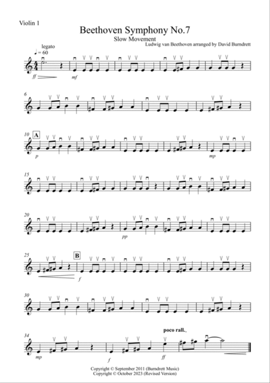 Beethoven Symphony No.7 (slow movement) for String Orchestra String Orchestra scores gallery preview page 4