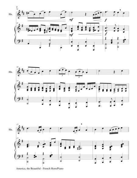 AMERICA, THE BEAUTIFUL (Duet – French Horn and Piano/Score and Parts) image number null