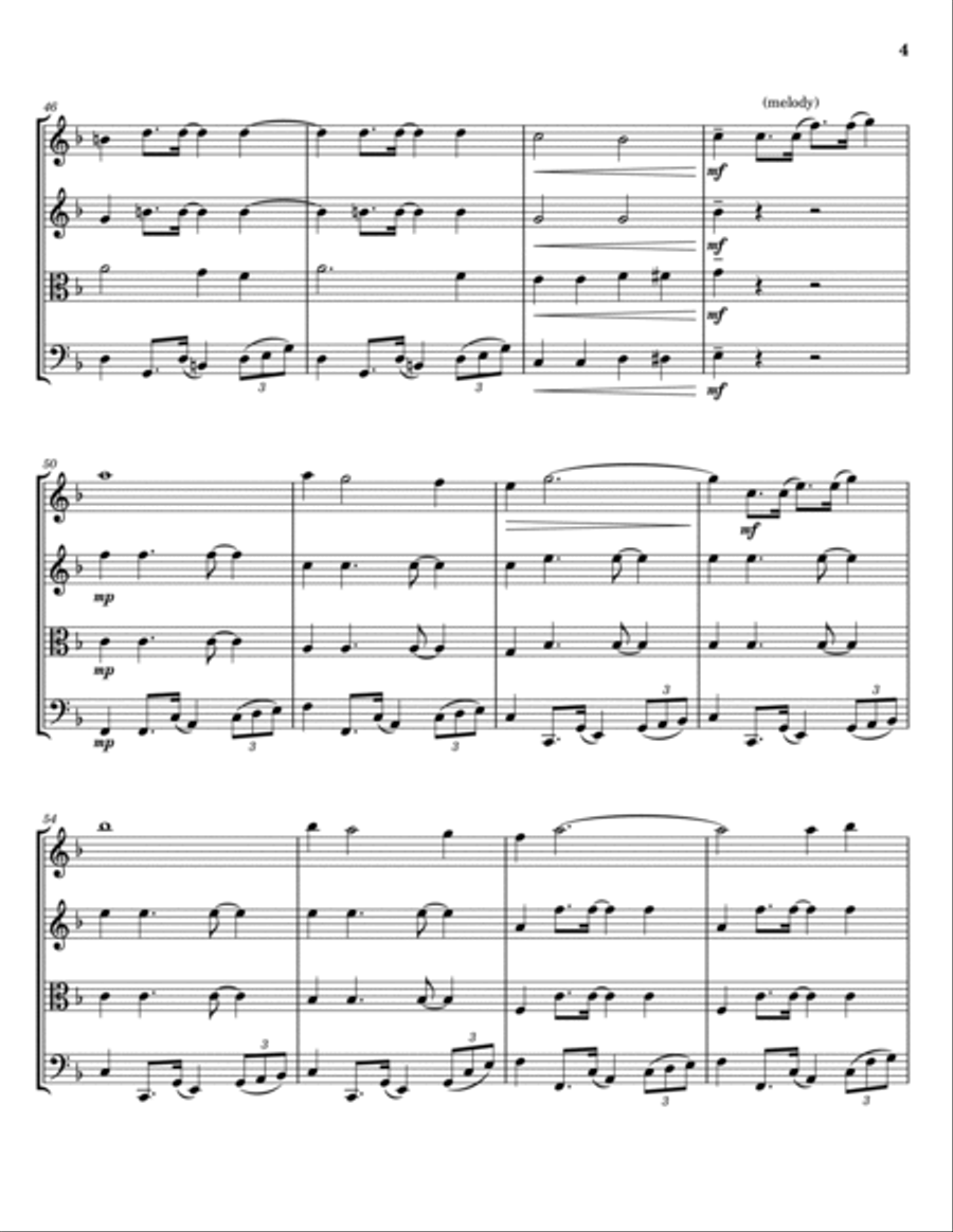 Blue Christmas String Quartet scores gallery preview page 4