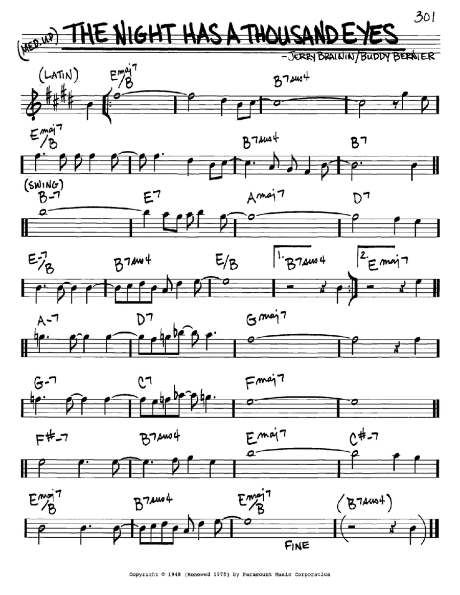 The Night Has A Thousand Eyes Piano scores gallery preview page 1
