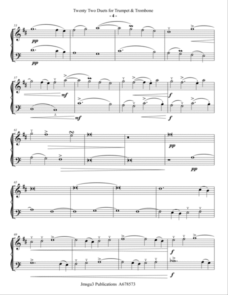 Josquin: 22 Duets for Baritone Horn & Bass Trombone Brass Duet scores gallery preview page 4