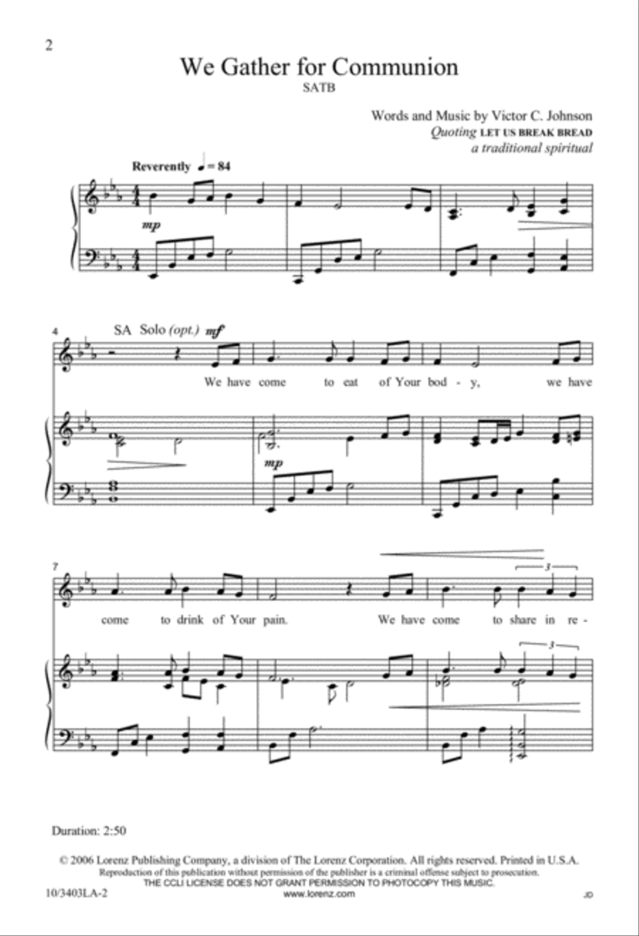 We Gather for Communion 4-Part scores gallery preview page 2