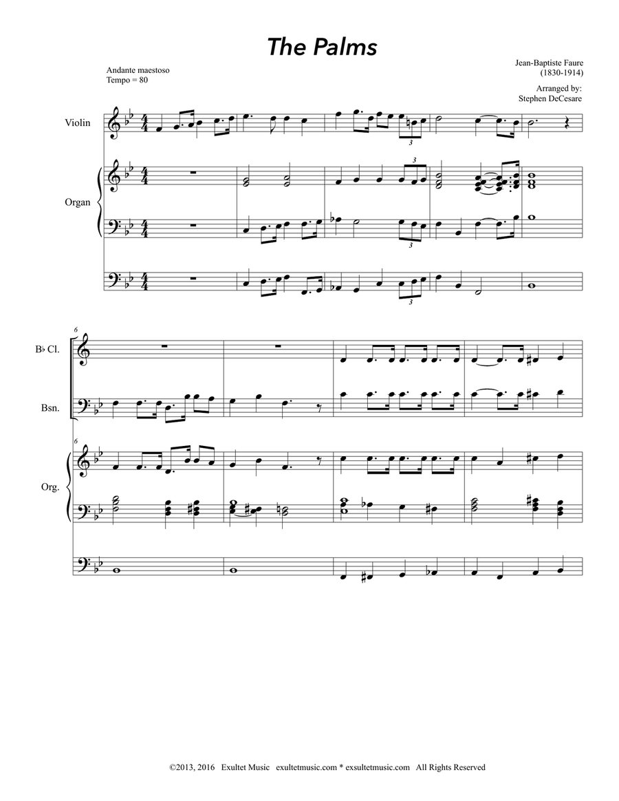 The Palms (Woodwind Quartet and Organ) Woodwind Quartet scores gallery preview page 1
