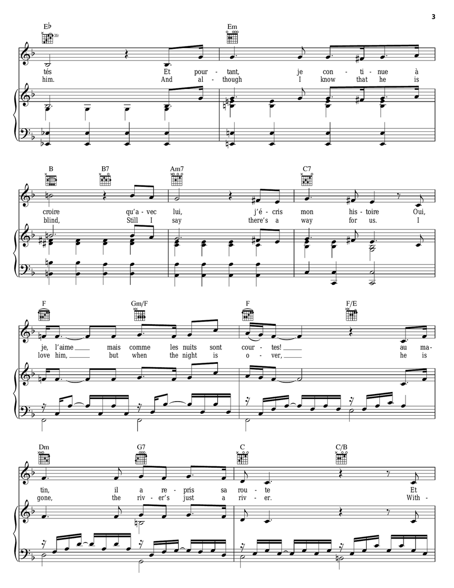 On My Own (Mon Histoire) [French version] Piano, Vocal, Guitar scores gallery preview page 3