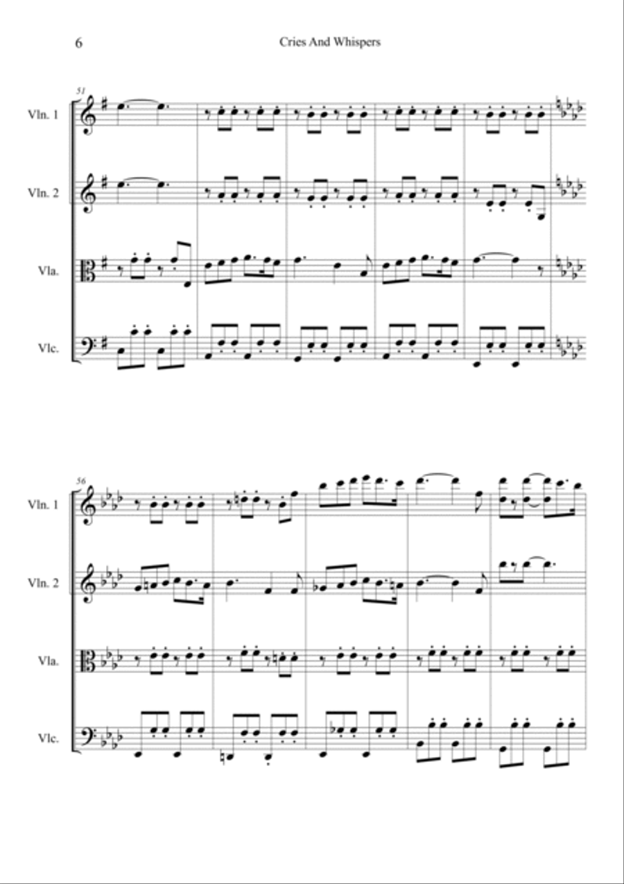 Cries and Whispers String Quartet scores gallery preview page 6