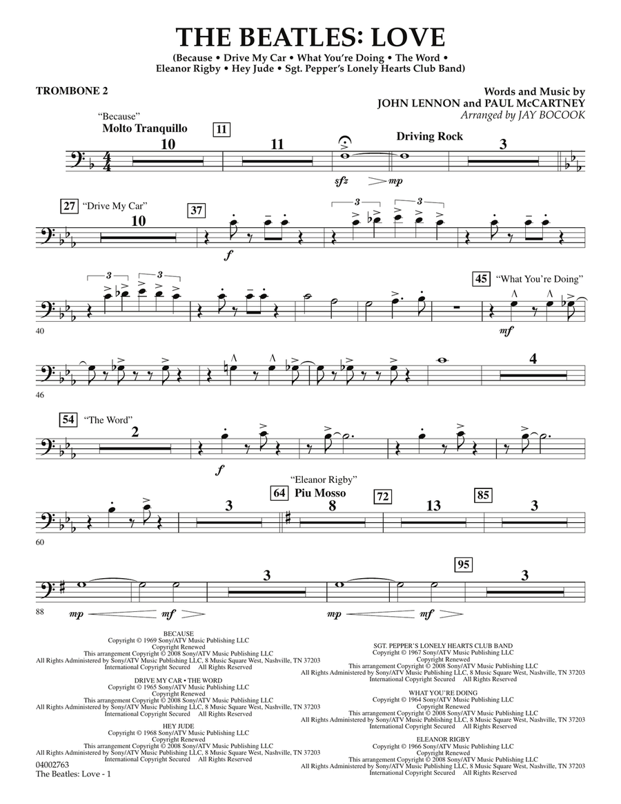 The Beatles: Love - Trombone 2 Concert Band scores gallery preview page 1