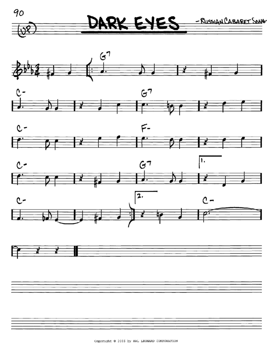 Dark eyes deals accordion sheet music