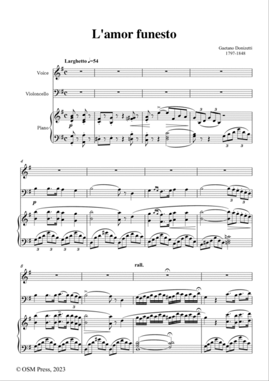 Donizetti-L'amor funesto,for Voice,Cello and Piano String Orchestra scores gallery preview page 2