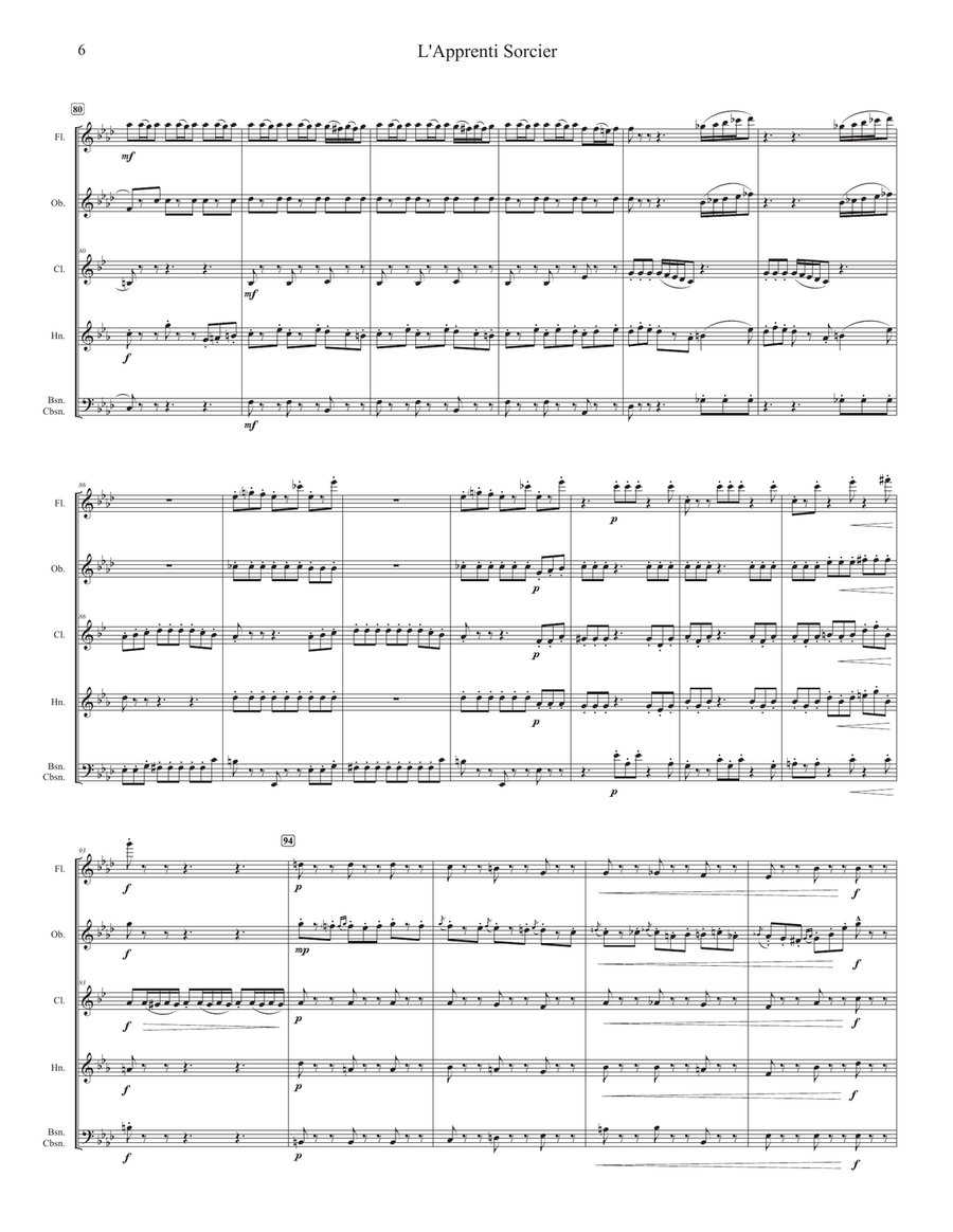 The Sorcerer's Apprentice (for Woodwind Quintet) Woodwind Quintet scores gallery preview page 6