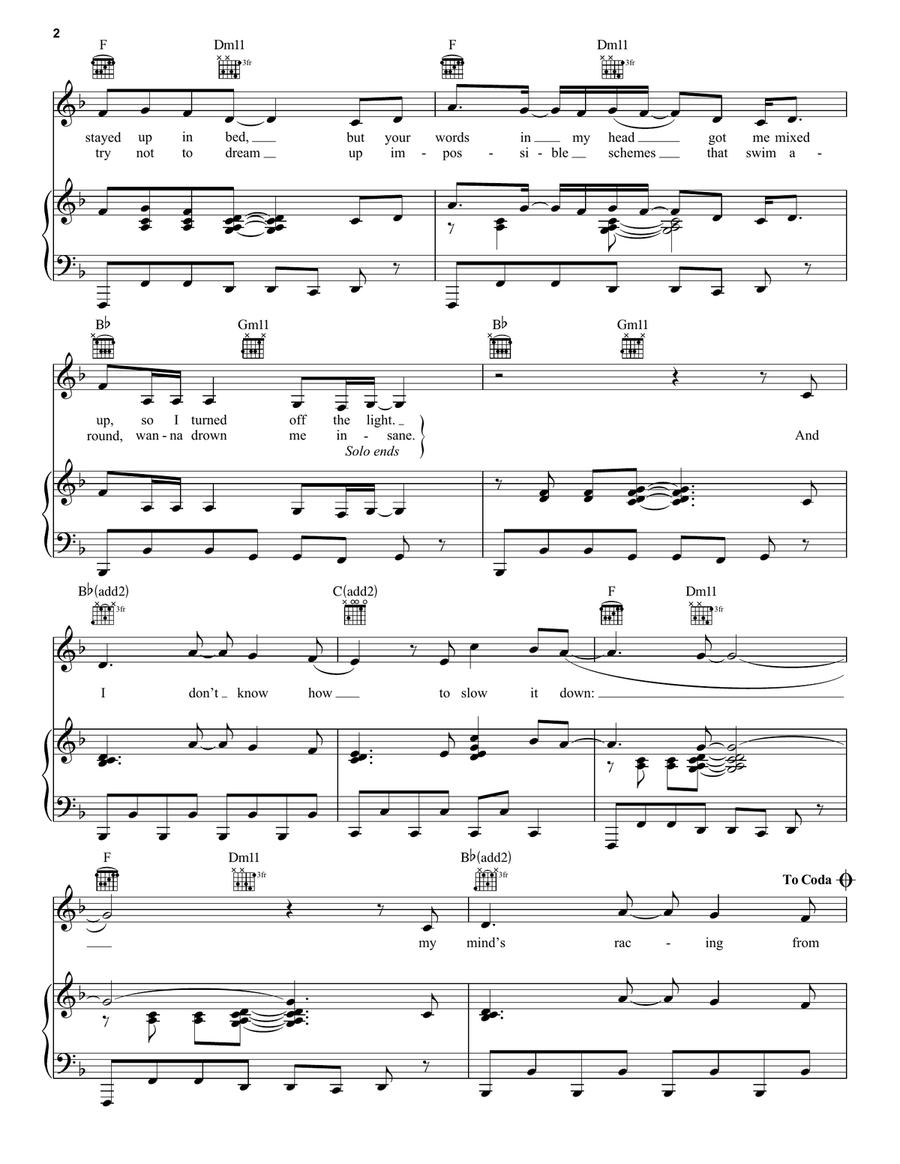 Chasing Pirates Piano, Vocal, Guitar scores gallery preview page 2