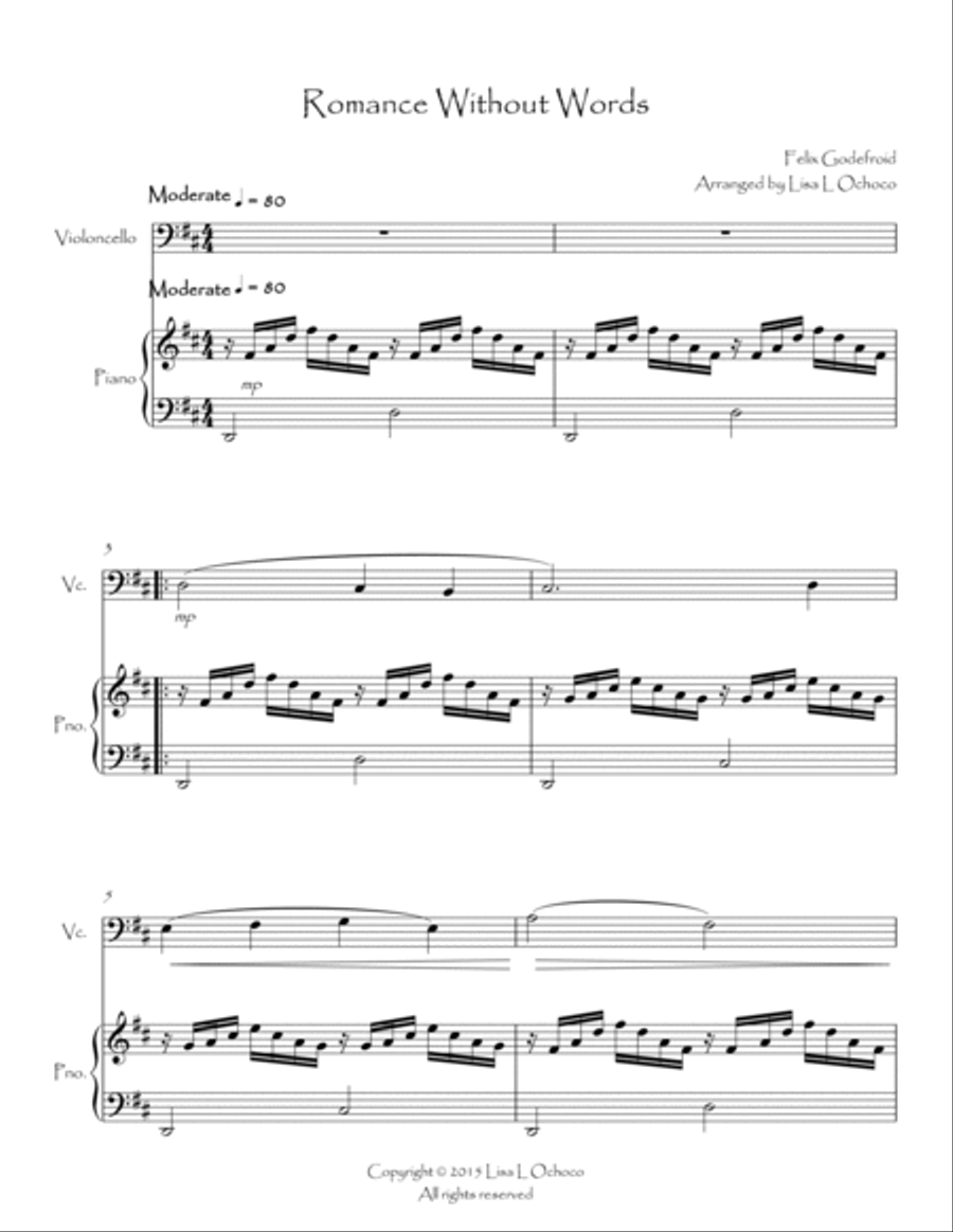 Romance Without Words for Cello and Piano Piano scores gallery preview page 2