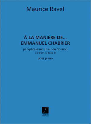 Book cover for A La Maniere De Chabrier Piano