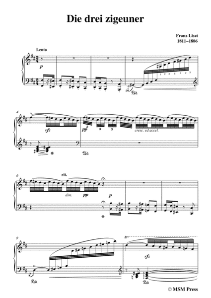 Liszt-Die drei zigeuner in b minor,for Voice and Piano image number null