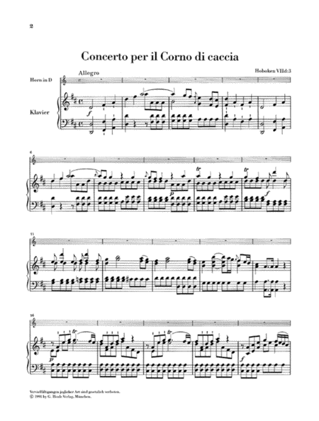 Concerto for Horn and Orchestra D major Hob. VIId:3