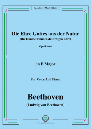 Beethoven-Die Ehre Gottes aus der Natur,in E Major,for Voice and Piano