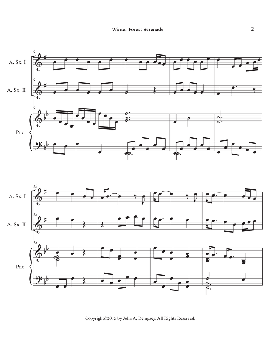 Winter Forest Serenade (Trio for Two Alto Saxes and Piano) Woodwind Duet scores gallery preview page 6
