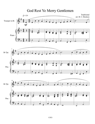 Book cover for God Rest Ye Merry Gentlemen (Trumpet Solo) with optional piano accompaniment