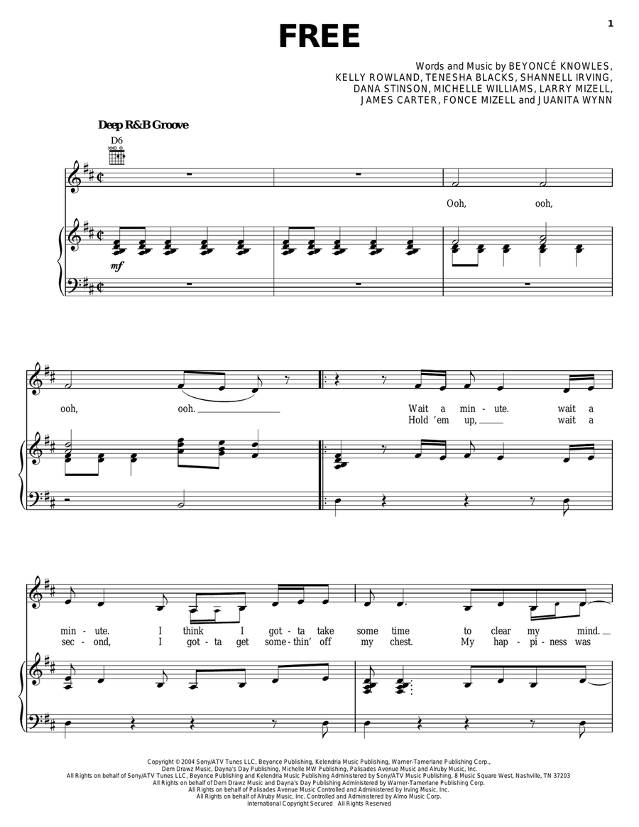 Free Free Piano, Vocal, Guitar scores gallery preview page 1