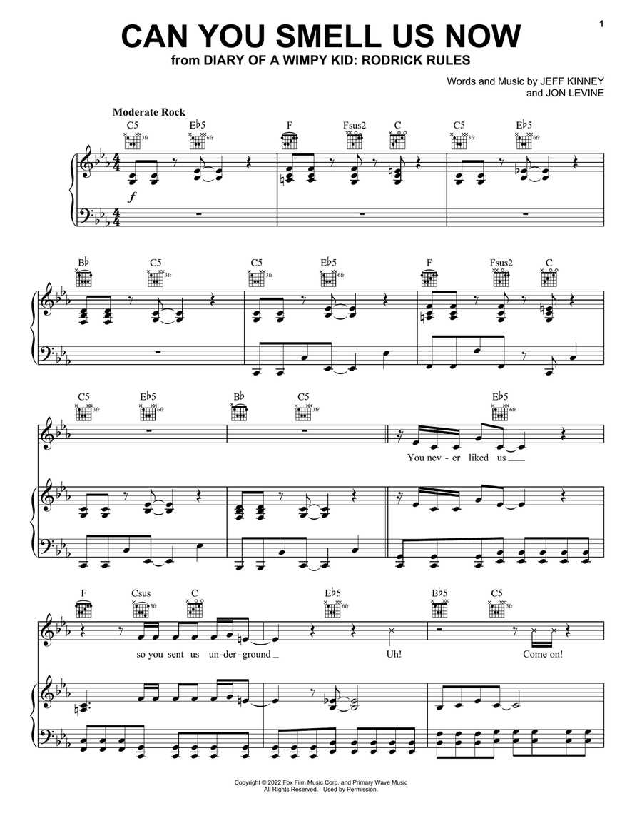 Can You Smell Us Now (from Diary of a Wimpy Kid: Rodrick Rules) Piano, Vocal, Guitar scores gallery preview page 1