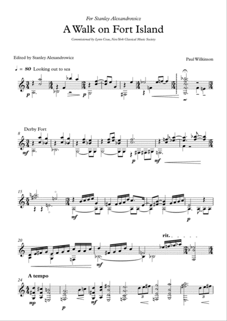 A Walk on Fort Island Classical Guitar scores gallery preview page 1