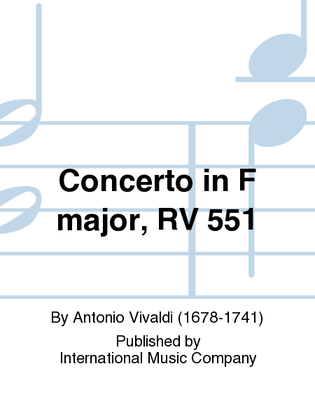 Book cover for Concerto In F Major, Rv 551